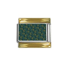 Pattern Abstract Green Texture Gold Trim Italian Charm (9mm)