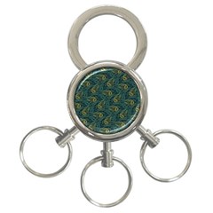 Pattern Abstract Green Texture 3-ring Key Chain