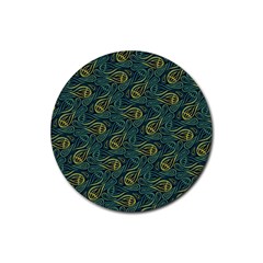 Pattern Abstract Green Texture Rubber Round Coaster (4 Pack)