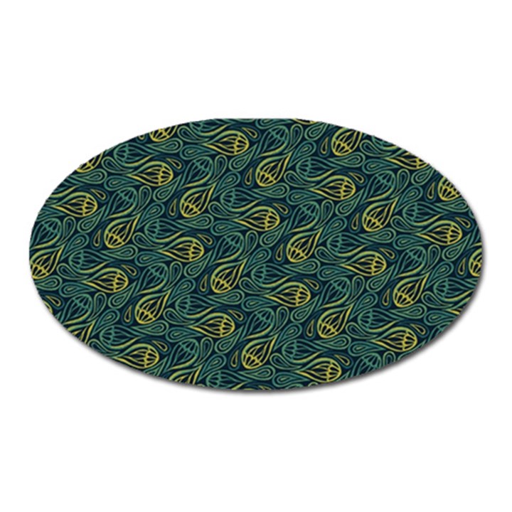 Pattern Abstract Green Texture Oval Magnet