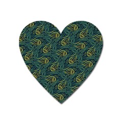 Pattern Abstract Green Texture Heart Magnet