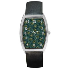 Pattern Abstract Green Texture Barrel Style Metal Watch