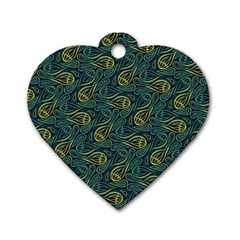 Pattern Abstract Green Texture Dog Tag Heart (two Sides)