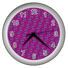 Heart Love Romantic Cute Pattern Wall Clock (silver)