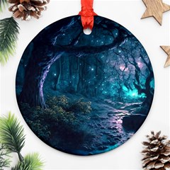 Path Forest Wood Light Night Ornament (round)