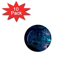 Path Forest Wood Light Night 1  Mini Buttons (10 Pack) 