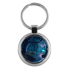 Path Forest Wood Light Night Key Chain (round) by Jancukart