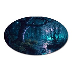 Path Forest Wood Light Night Oval Magnet by Jancukart