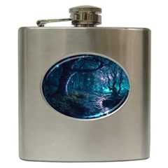 Path Forest Wood Light Night Hip Flask (6 Oz) by Jancukart