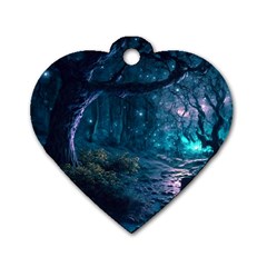 Path Forest Wood Light Night Dog Tag Heart (one Side) by Jancukart