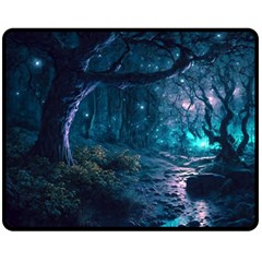 Path Forest Wood Light Night Fleece Blanket (medium)