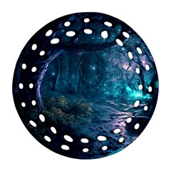 Path Forest Wood Light Night Round Filigree Ornament (two Sides) by Jancukart