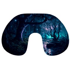 Path Forest Wood Light Night Travel Neck Pillow