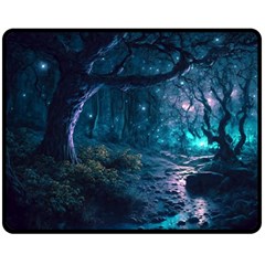 Path Forest Wood Light Night Two Sides Fleece Blanket (medium)