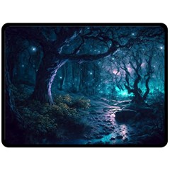 Path Forest Wood Light Night Two Sides Fleece Blanket (large) by Jancukart