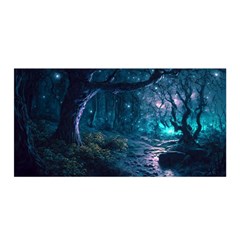 Path Forest Wood Light Night Satin Wrap 35  X 70 