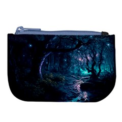 Path Forest Wood Light Night Large Coin Purse by Jancukart