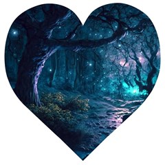 Path Forest Wood Light Night Wooden Puzzle Heart by Jancukart