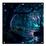 Path Forest Wood Light Night Banner and Sign 4  x 4  Front