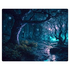 Path Forest Wood Light Night Premium Plush Fleece Blanket (medium) by Jancukart