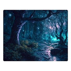 Path Forest Wood Light Night Premium Plush Fleece Blanket (large) by Jancukart