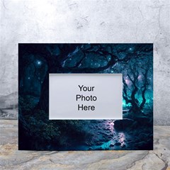 Path Forest Wood Light Night White Tabletop Photo Frame 4 x6  by Jancukart