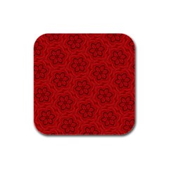 Floral Pattern Background Flowers Rubber Square Coaster (4 Pack)