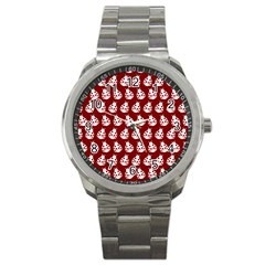 Ladybug Vector Geometric Tile Pattern Sport Metal Watch by GardenOfOphir