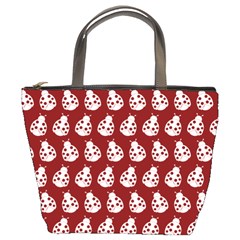 Ladybug Vector Geometric Tile Pattern Bucket Bag by GardenOfOphir