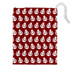 Ladybug Vector Geometric Tile Pattern Drawstring Pouch (4xl) by GardenOfOphir