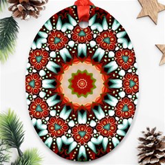 Kaleidoscope Floral Pattern Rosette Ornament (oval) by Jancukart