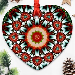 Kaleidoscope Floral Pattern Rosette Ornament (heart) by Jancukart