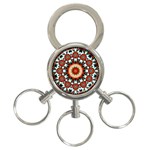 Kaleidoscope Floral Pattern Rosette 3-Ring Key Chain Front