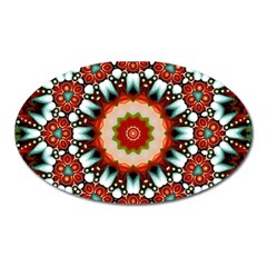 Kaleidoscope Floral Pattern Rosette Oval Magnet