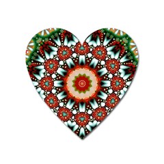 Kaleidoscope Floral Pattern Rosette Heart Magnet