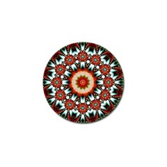 Kaleidoscope Floral Pattern Rosette Golf Ball Marker by Jancukart