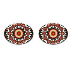 Kaleidoscope Floral Pattern Rosette Cufflinks (oval)