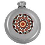 Kaleidoscope Floral Pattern Rosette Round Hip Flask (5 oz) Front