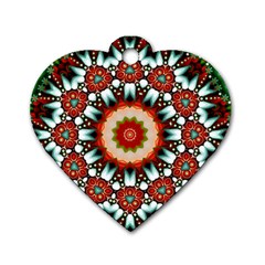 Kaleidoscope Floral Pattern Rosette Dog Tag Heart (two Sides)