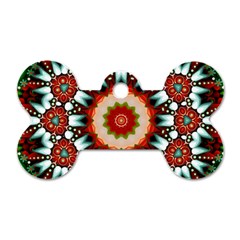 Kaleidoscope Floral Pattern Rosette Dog Tag Bone (two Sides)