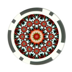 Kaleidoscope Floral Pattern Rosette Poker Chip Card Guard by Jancukart