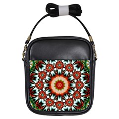 Kaleidoscope Floral Pattern Rosette Girls Sling Bag