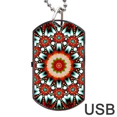 Kaleidoscope Floral Pattern Rosette Dog Tag Usb Flash (one Side)