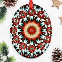 Kaleidoscope Floral Pattern Rosette Ornament (oval Filigree) by Jancukart