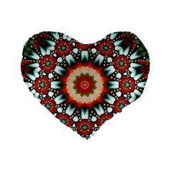 Kaleidoscope Floral Pattern Rosette Standard 16  Premium Heart Shape Cushions