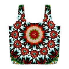 Kaleidoscope Floral Pattern Rosette Full Print Recycle Bag (l) by Jancukart