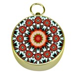 Kaleidoscope Floral Pattern Rosette Gold Compasses Front