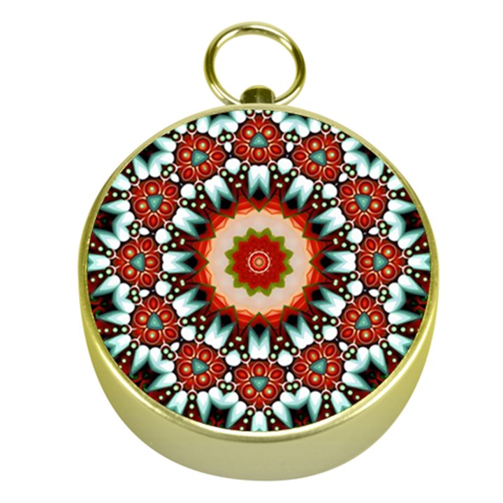 Kaleidoscope Floral Pattern Rosette Gold Compasses