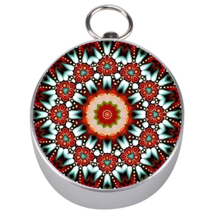 Kaleidoscope Floral Pattern Rosette Silver Compasses