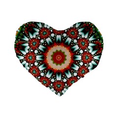 Kaleidoscope Floral Pattern Rosette Standard 16  Premium Flano Heart Shape Cushions